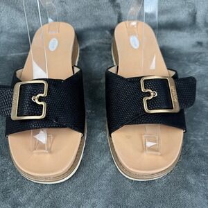 Dr. Scholls Originalist Black Buckle Detail Platform‎ Slide Sandal